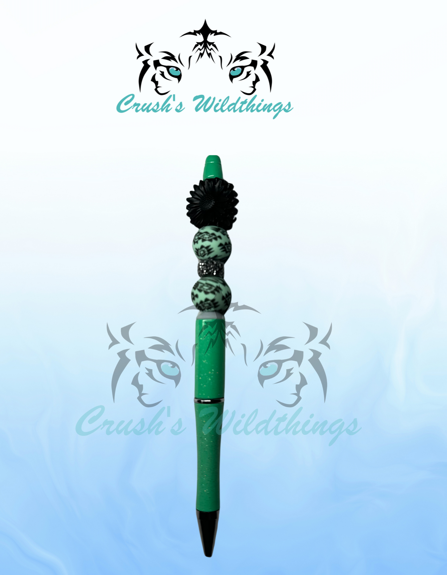Mint and Black Aztec Daisy Pen